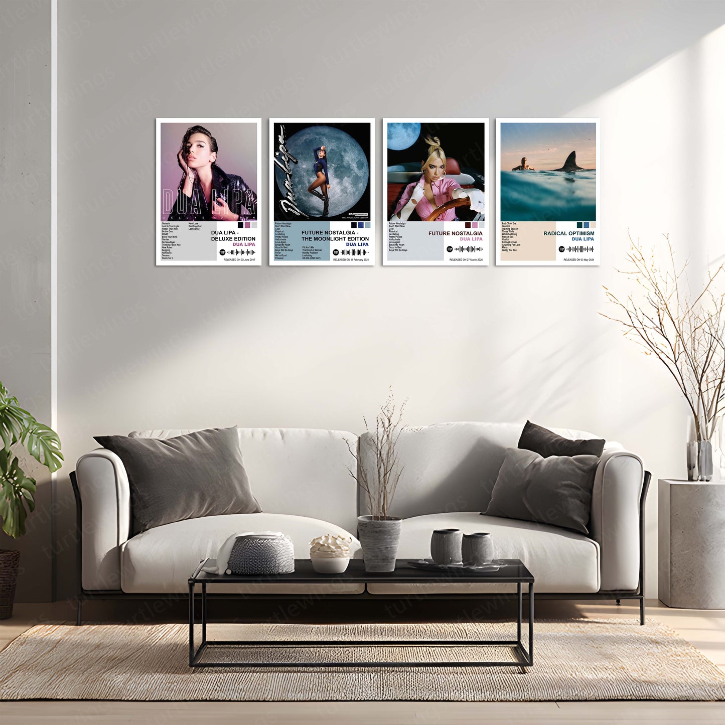 Dua Lipa – Complete Album Collection | Set of 7 | Set of 4 | Premium Metal Poster Set