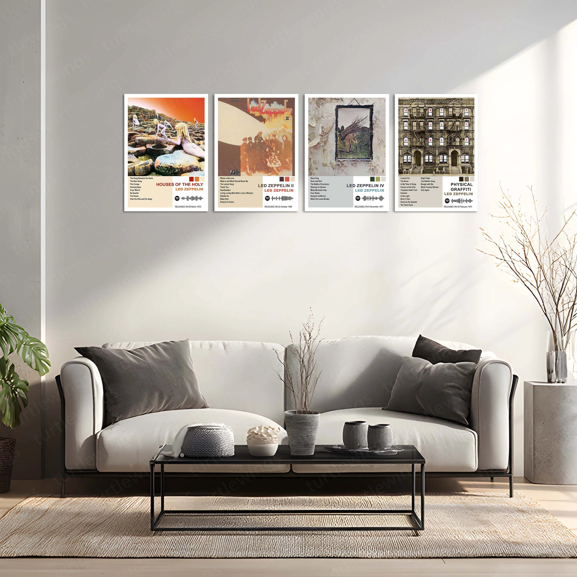 Led Zeppelin Complete Collection | Set of 13 | Set of 8 | Set of 4 | Album Posters Metal Frames Hard Rock Foundations. Blues Power. Timeless Legends. - TURTLEWINGS