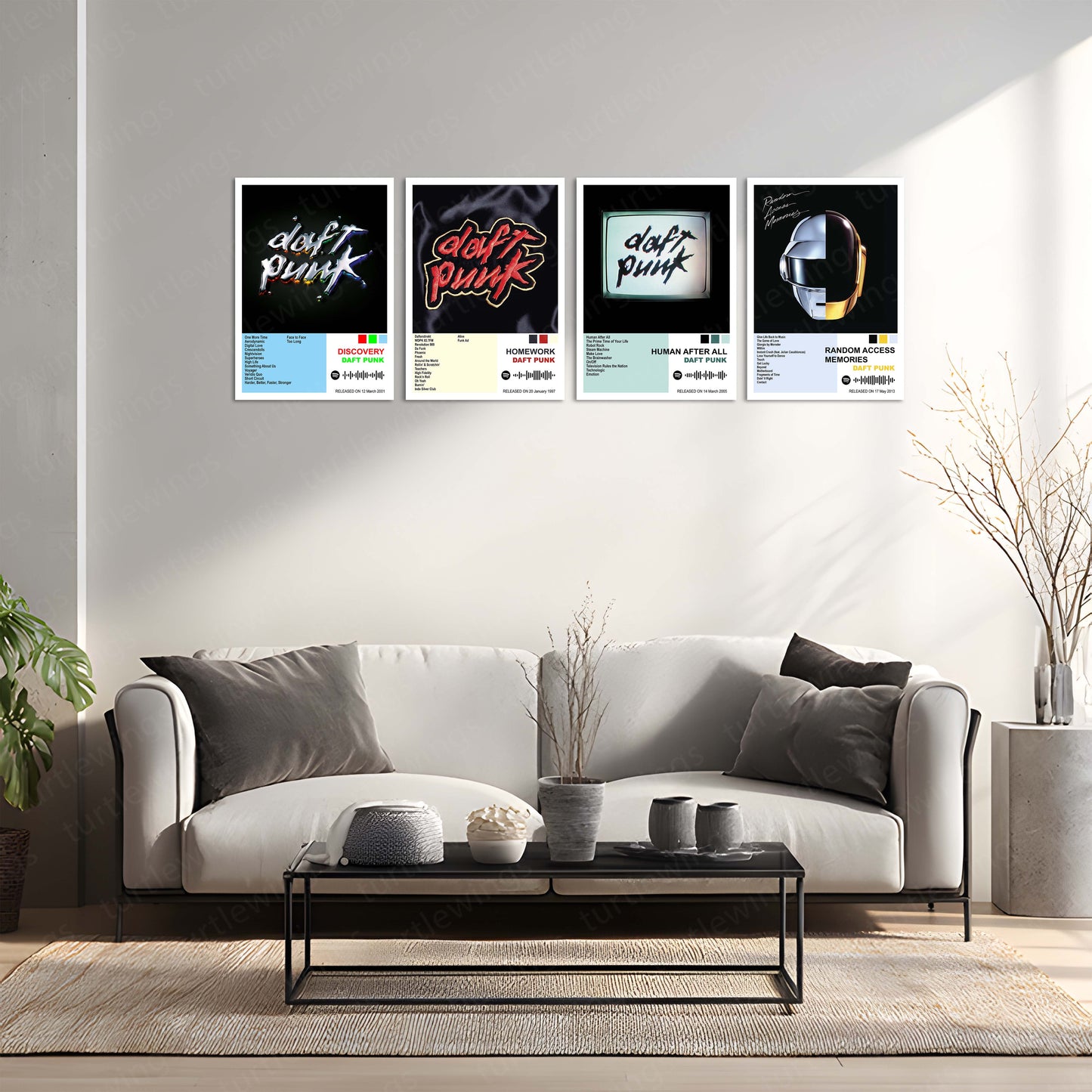 Daft Punk – Complete Album Collection | Set of 11 | Set of 8 | Set of 4 | Premium Metal Poster Set