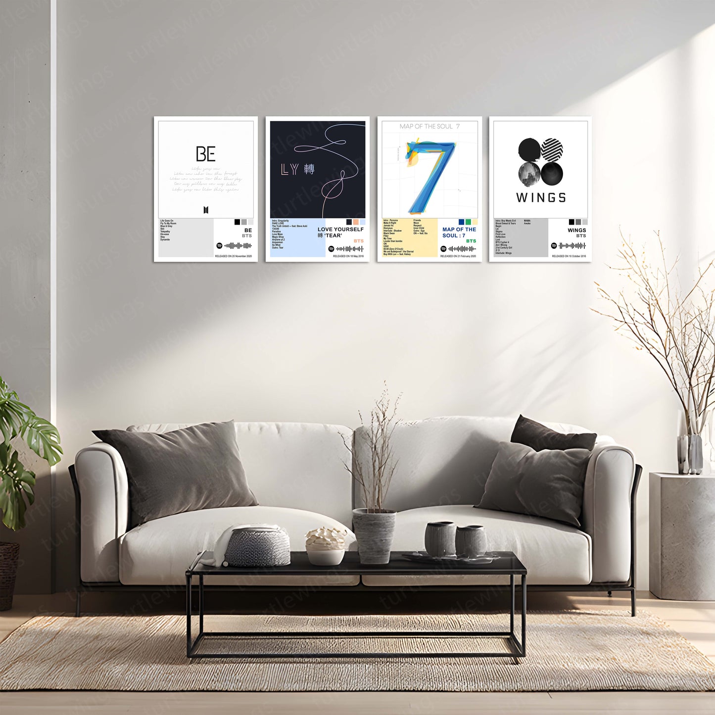 BTS – Complete Album Collection | Set of 8 | Set of 4 | Premium Metal Poster Set