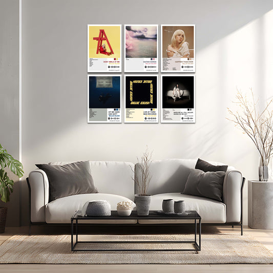 Billie Eilish – Complete Album Collection | Set of 6 | Set of 4 |Premium Metal Poster Set