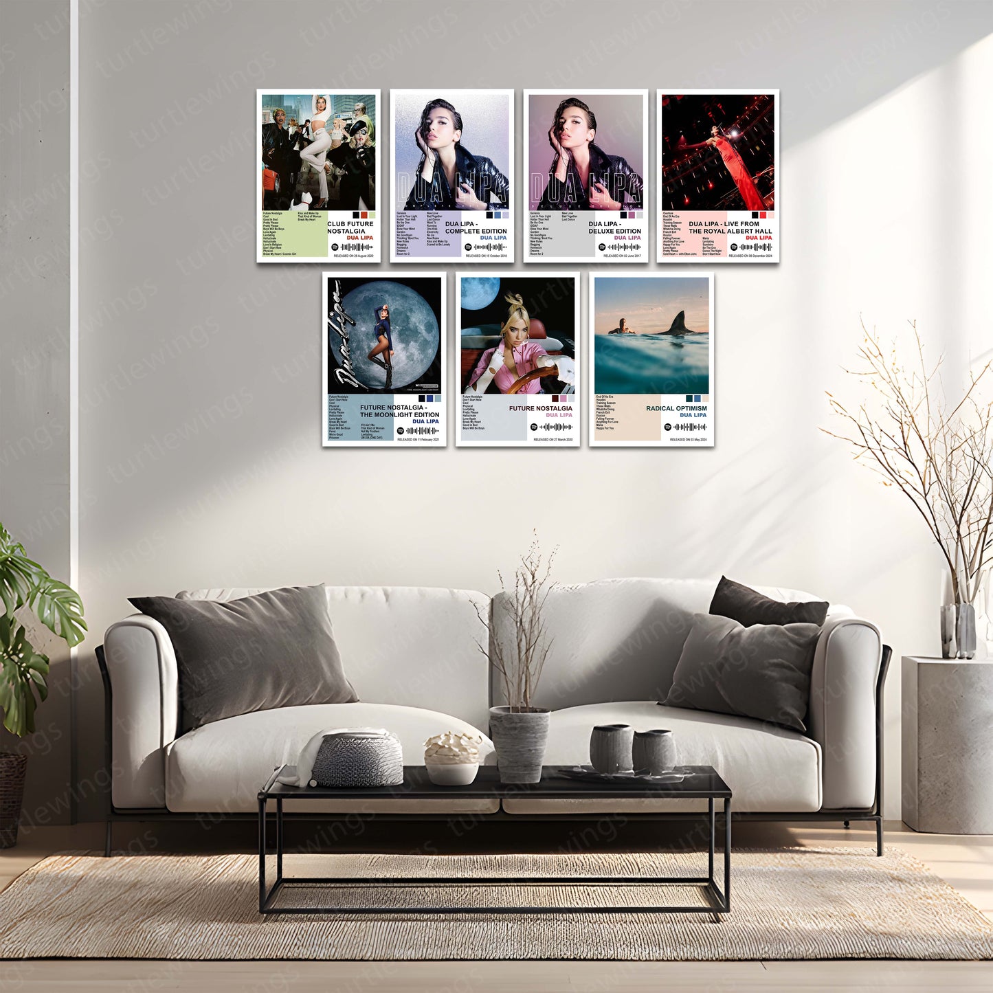 Dua Lipa – Complete Album Collection | Set of 7 | Set of 4 | Premium Metal Poster Set
