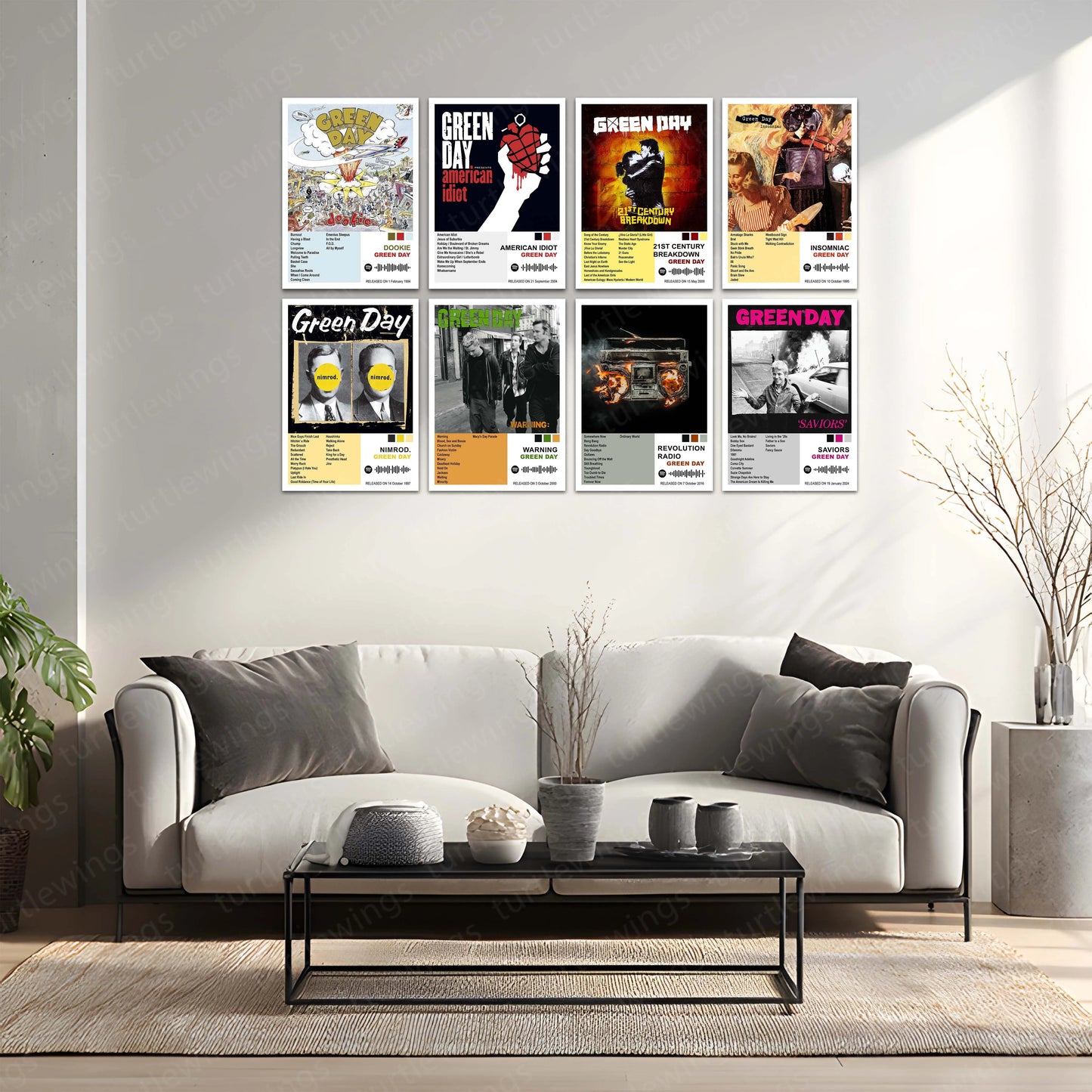 Green Day – Complete Album Collection | Set of 11 | Set of 8 | Set of 4 | Premium Metal Poster - TURTLEWINGS