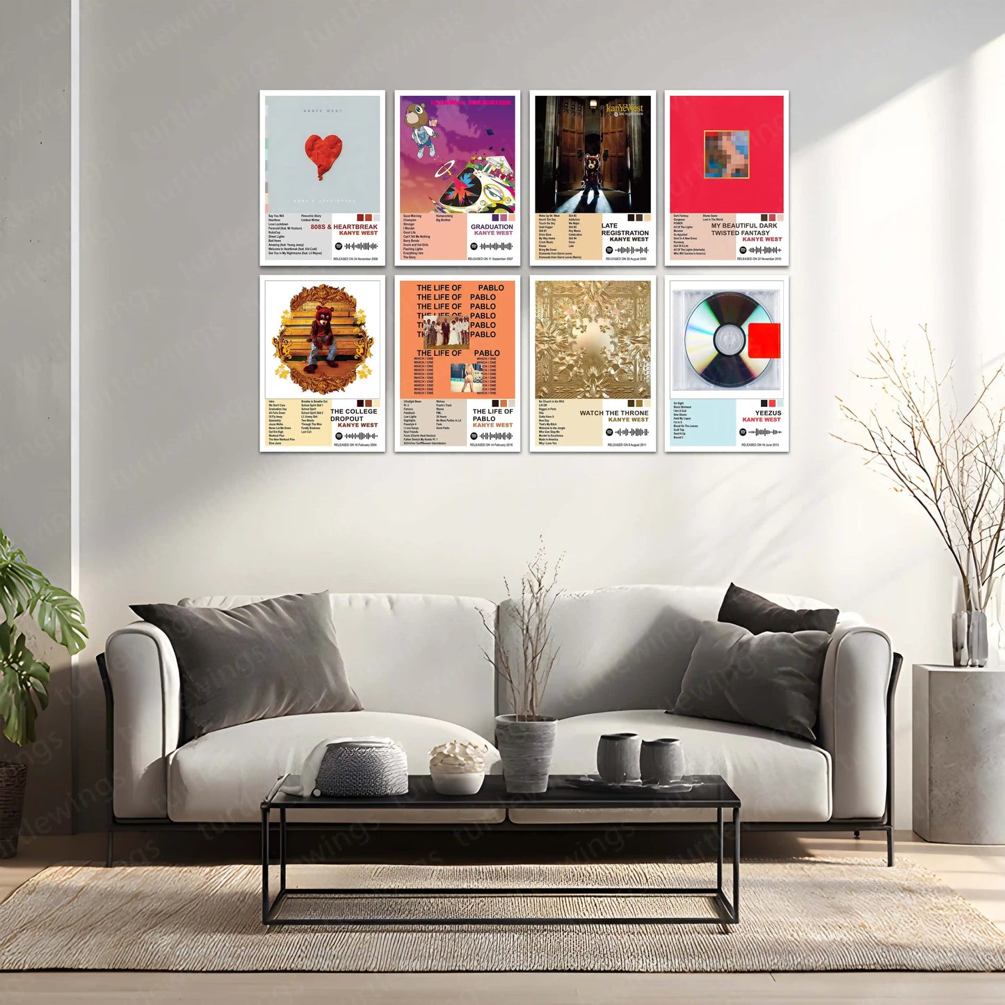 Kanye West Complete Collection | Set of 11 | Set of 8 | Set of 4 | Album Posters Metal Frames Visionary Sound. Cultural Impact. Iconic Album Art Legacy. - TURTLEWINGS