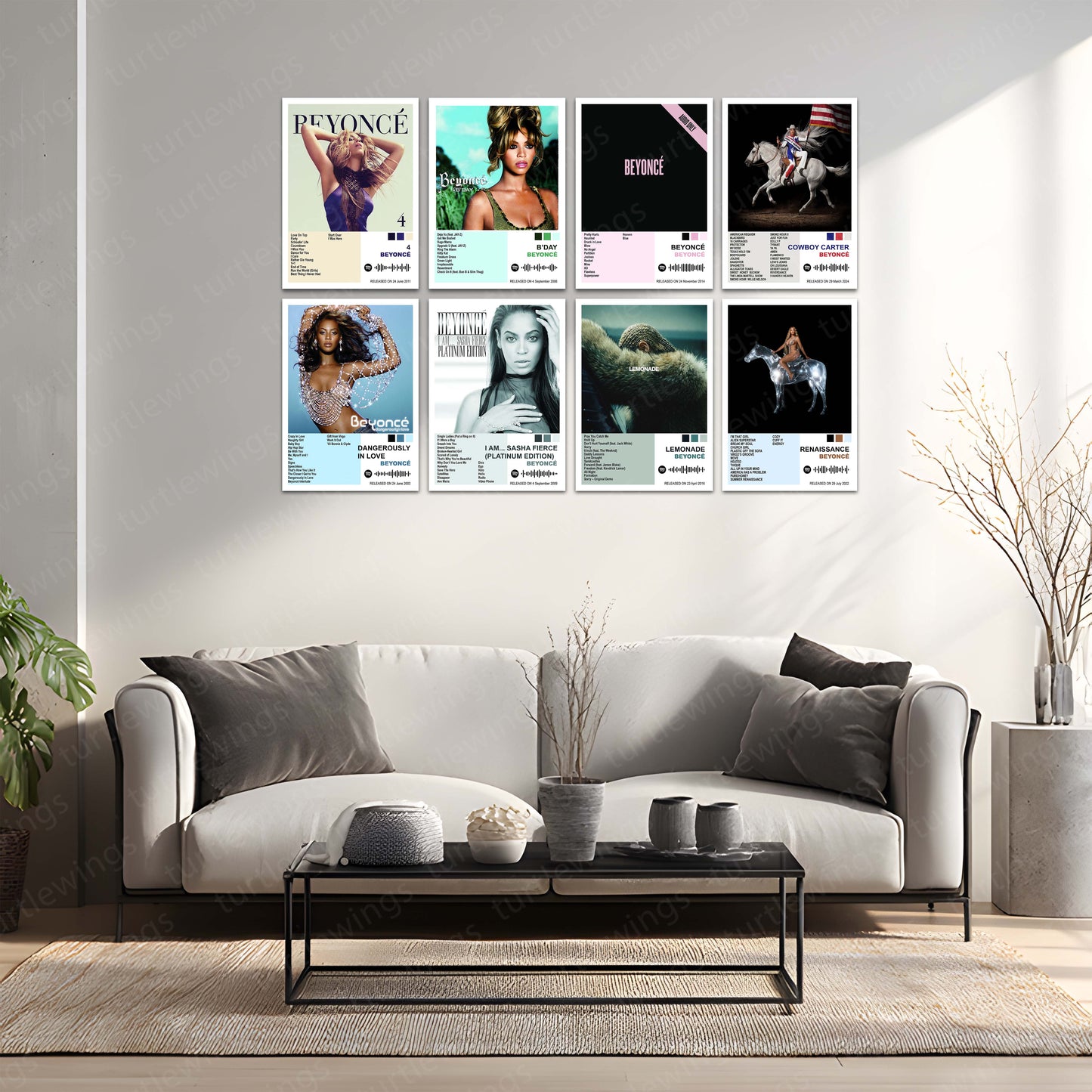 Beyoncé – Complete Album Collection | Set of 11 | Set of 8 | Set of 4 | Premium Metal Poster Set