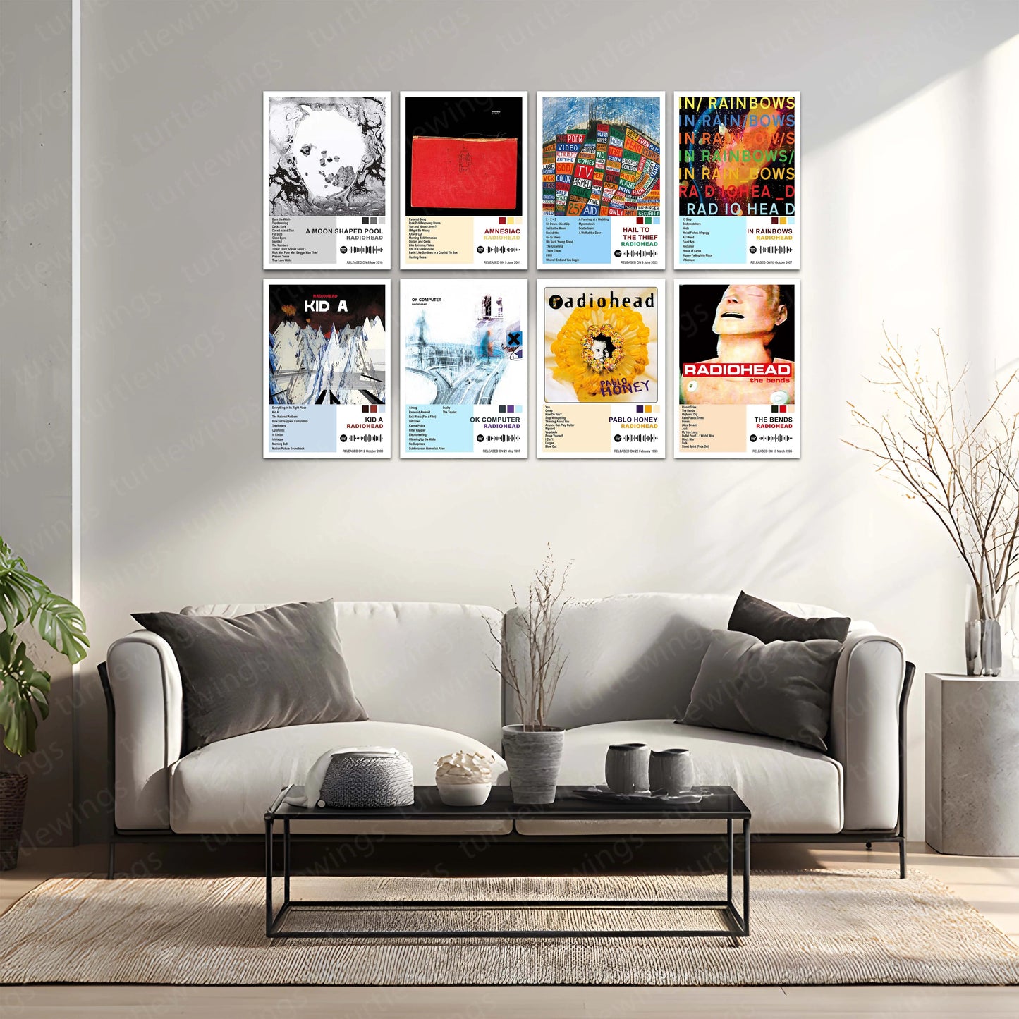 Radiohead Complete Collection | Set of 11 | Set of 8 | Set of 4 | Album Posters Metal Frames Alternative Evolution. Experimental Sound. Modern Art in Music. - TURTLEWINGS
