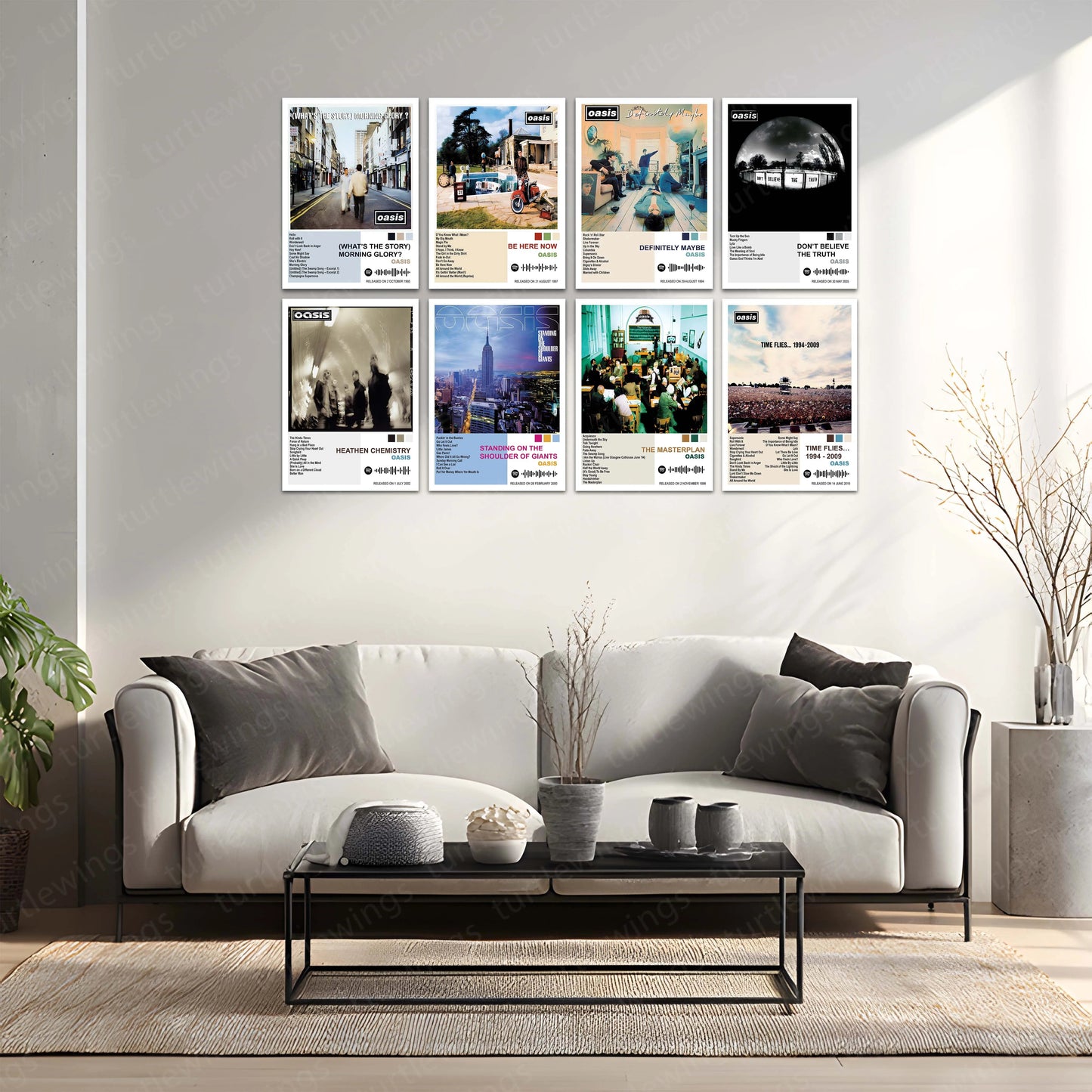 Oasis Complete Collection | Set of 11 | Set of 8 | Set of 4 | Album Posters Metal Frames Britpop Anthems. 90s Attitude. Timeless Manchester Energy. - TURTLEWINGS
