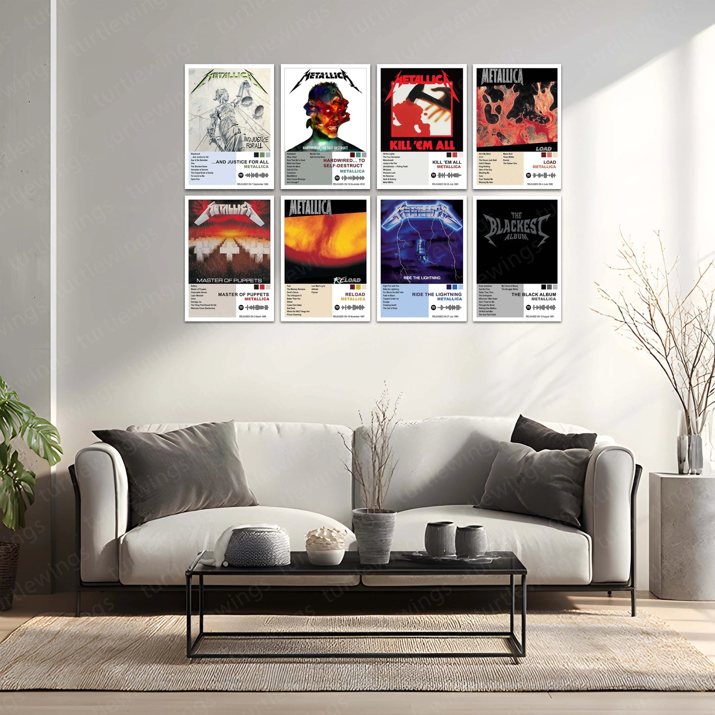 Metallica Complete Collection | Set of 11 | Set of 8 | Set of 4 | Album Posters Metal Frames Heavy Riffs. Legendary Albums. Thrash Metal History on Your Walls. - TURTLEWINGS