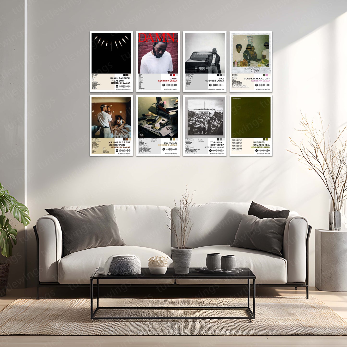 Kendrick Lamar – Complete Album Collection | Set of 11 | Set of 8 | Set of 4 | Premium Metal Poster Set