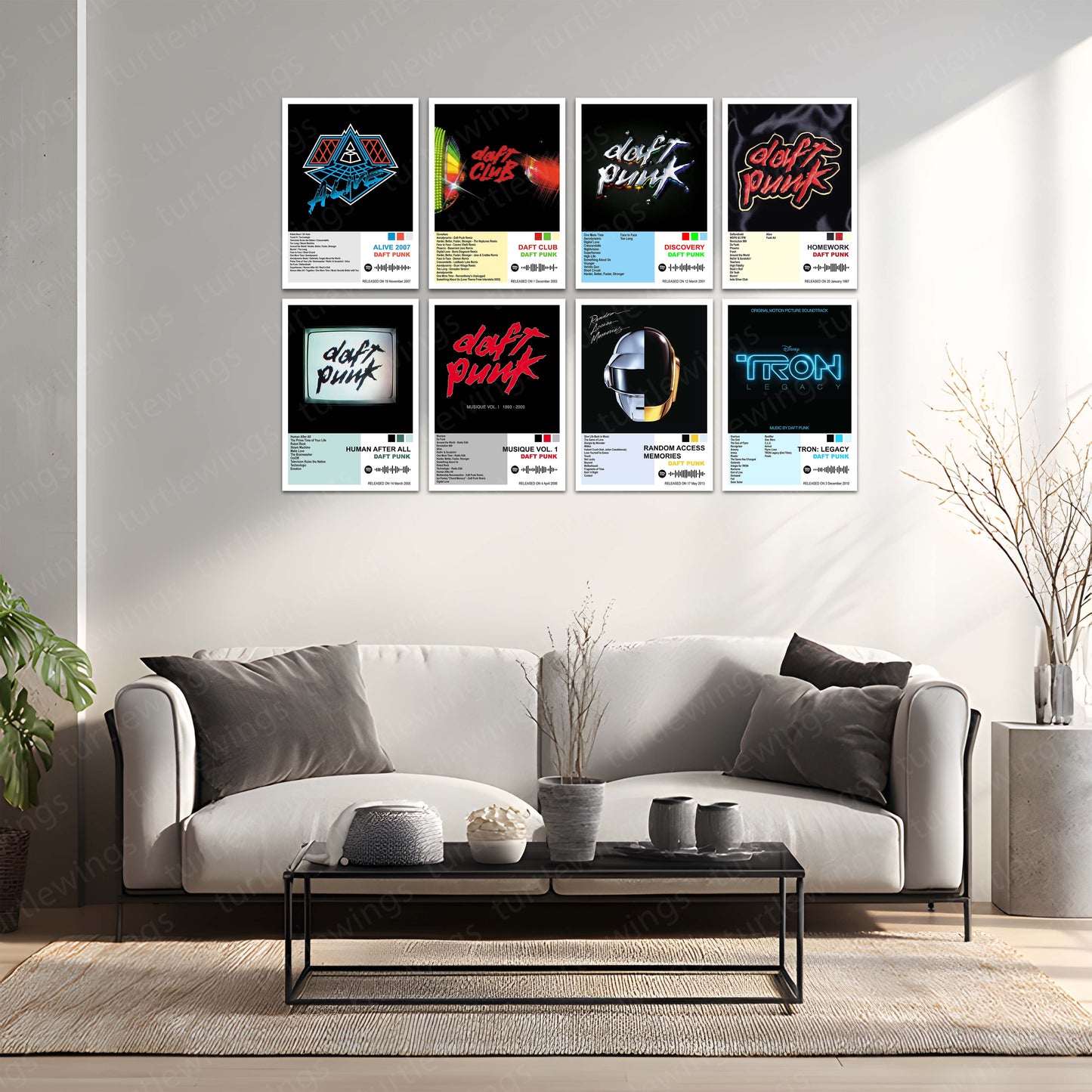 Daft Punk – Complete Album Collection | Set of 11 | Set of 8 | Set of 4 | Premium Metal Poster Set