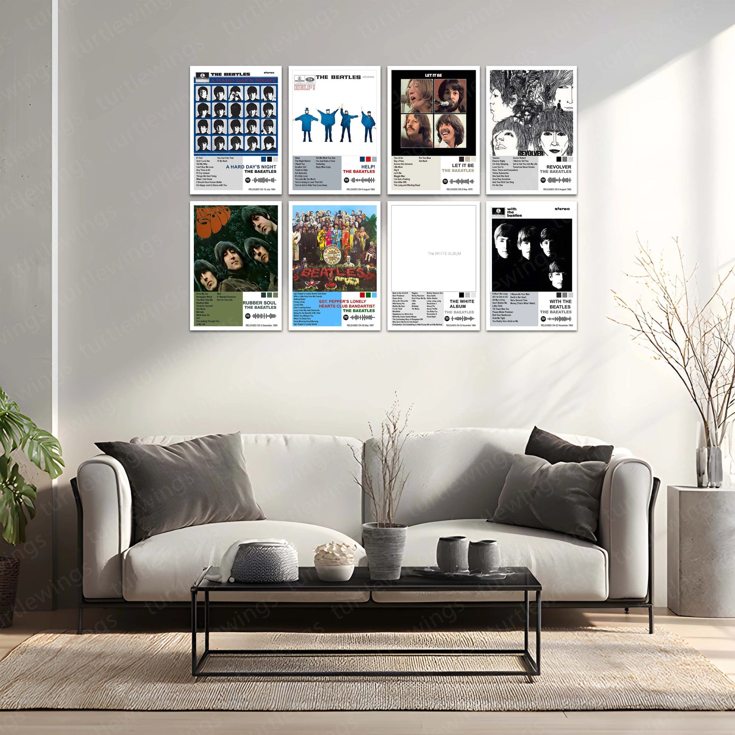 The Beatles Complete Collection | Set of 10 | Set of 8 | Set of 4 | Album Posters Metal Frames British Invasion. Timeless Classics. Music That Changed the World. - TURTLEWINGS
