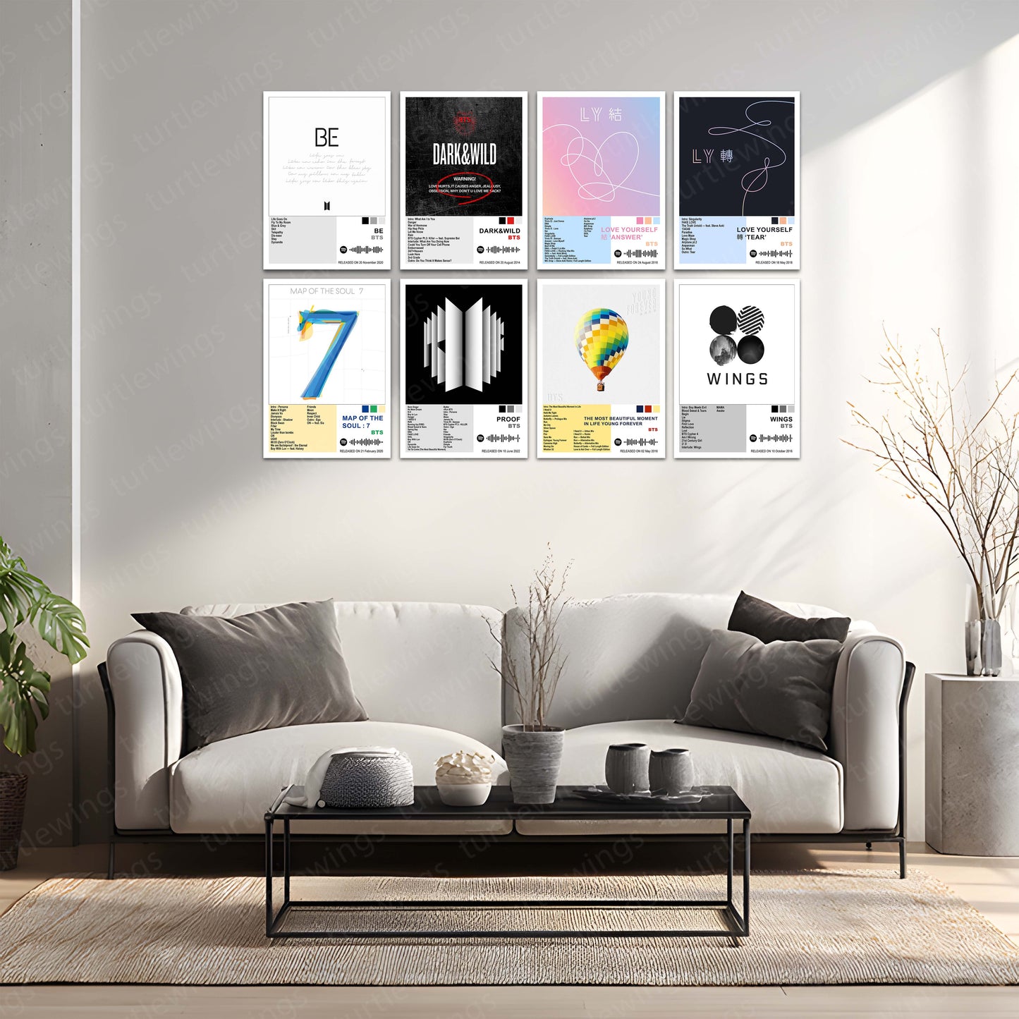 BTS – Complete Album Collection | Set of 8 | Set of 4 | Premium Metal Poster Set