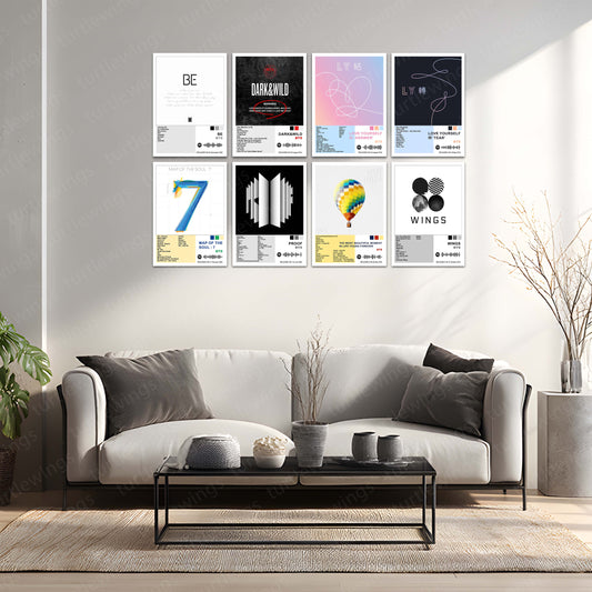 BTS – Complete Album Collection | Set of 8 | Set of 4 | Premium Metal Poster Set