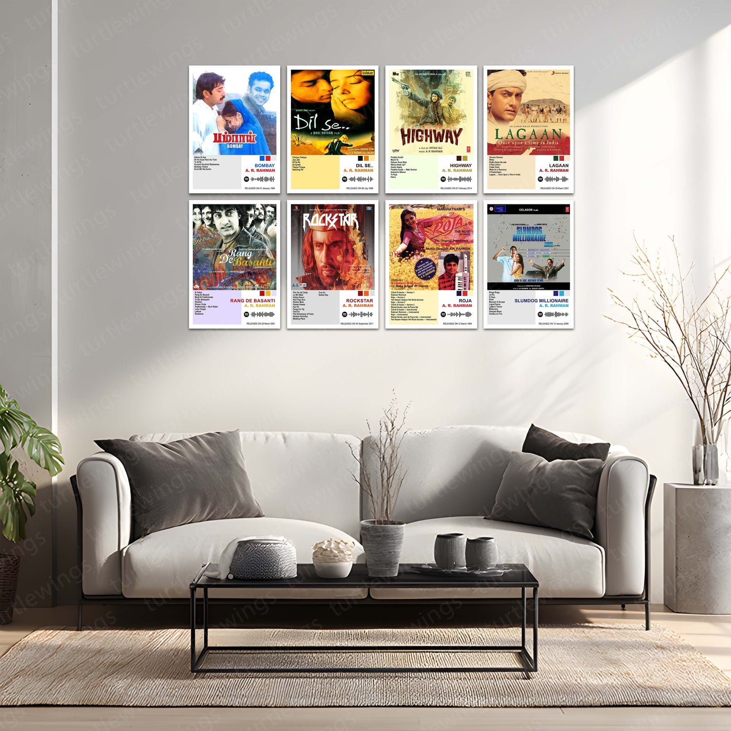 A. R. Rahman – Complete Soundtrack Collection | Set of 11 | Set of 8 | Set of 4 | Premium Metal Poster Set