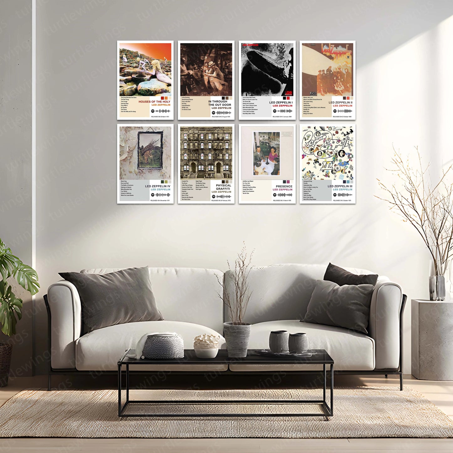 Led Zeppelin Complete Collection | Set of 13 | Set of 8 | Set of 4 | Album Posters Metal Frames Hard Rock Foundations. Blues Power. Timeless Legends. - TURTLEWINGS