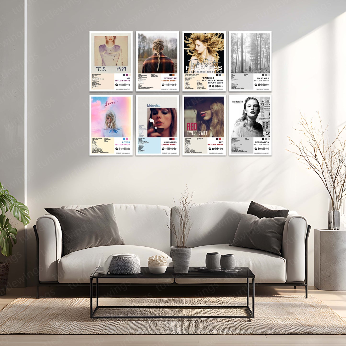 Taylor Swift – Complete Album Collection | Set of 11 | Set of 8 | Set of 4 | Premium Metal Poster Set