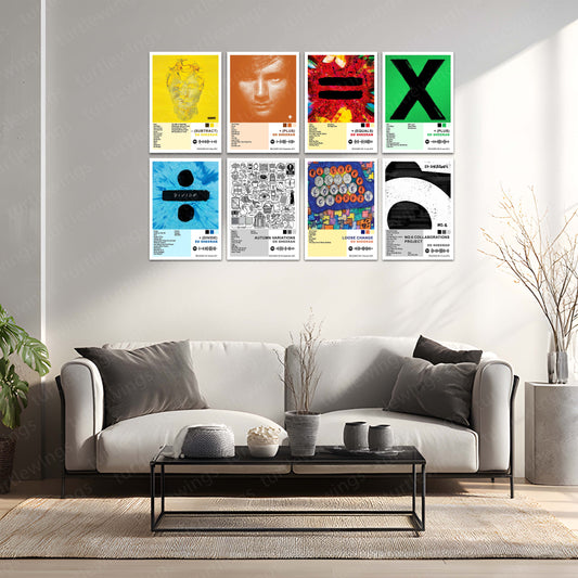 Ed Sheeran – Complete Album Collection | Set of 8 | Set of 4 | Premium Metal Poster Set