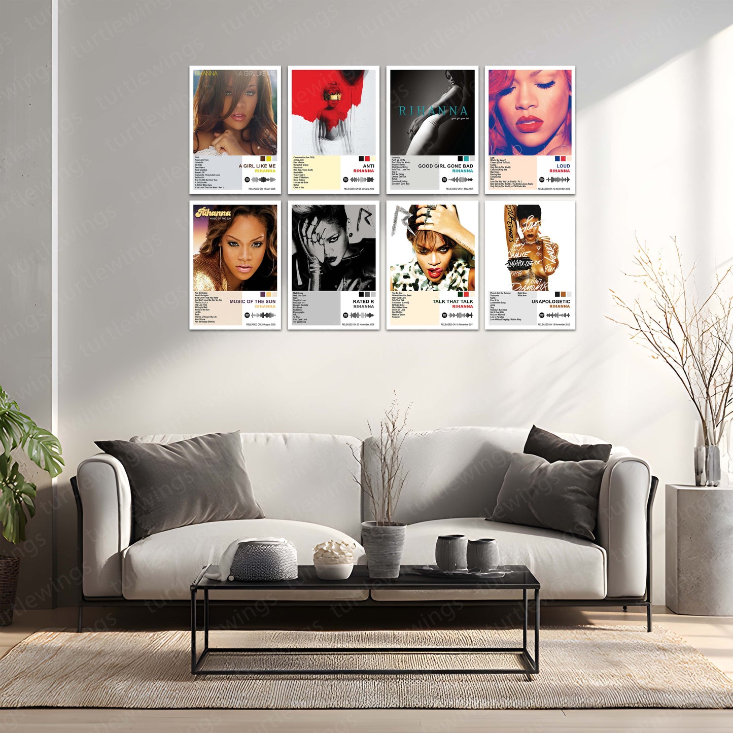 Rihanna – Complete Album Collection | Set of 11 | Set of 8 | Set of 4 | Premium Metal Poster Set