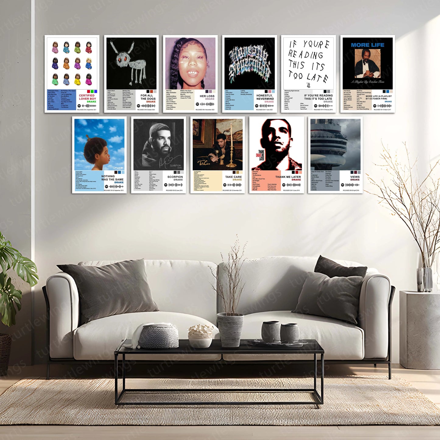 Drake Complete Collection | Set of 11 | Set of 8 | Set of 4 | Album Posters Metal Frames Global Hits. Moody Aesthetics. Hip-Hop Royalty on Your Walls. - TURTLEWINGS