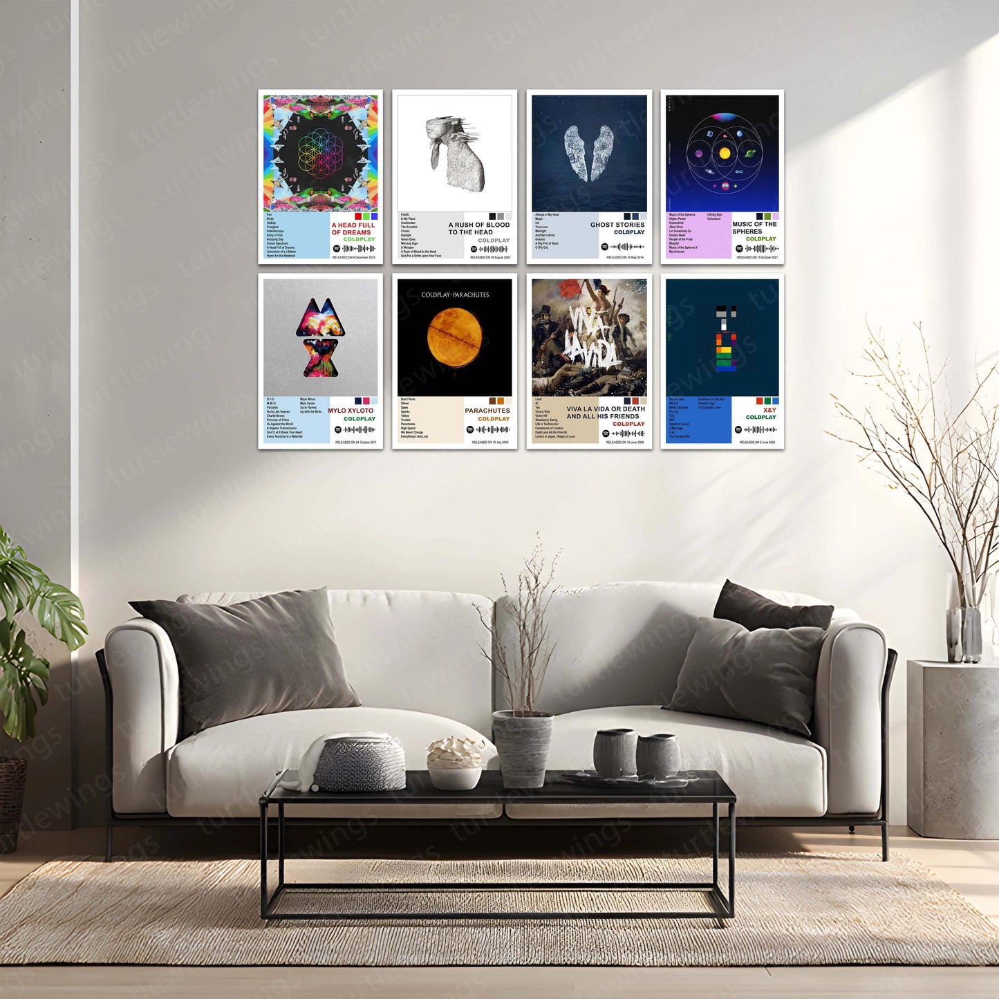 Coldplay Complete Collection | Set of 11 | Set of 8 | Set of 4 | Album Posters Metal Frames Emotional Anthems. Stadium Magic. Timeless Wall Aesthetic. - TURTLEWINGS