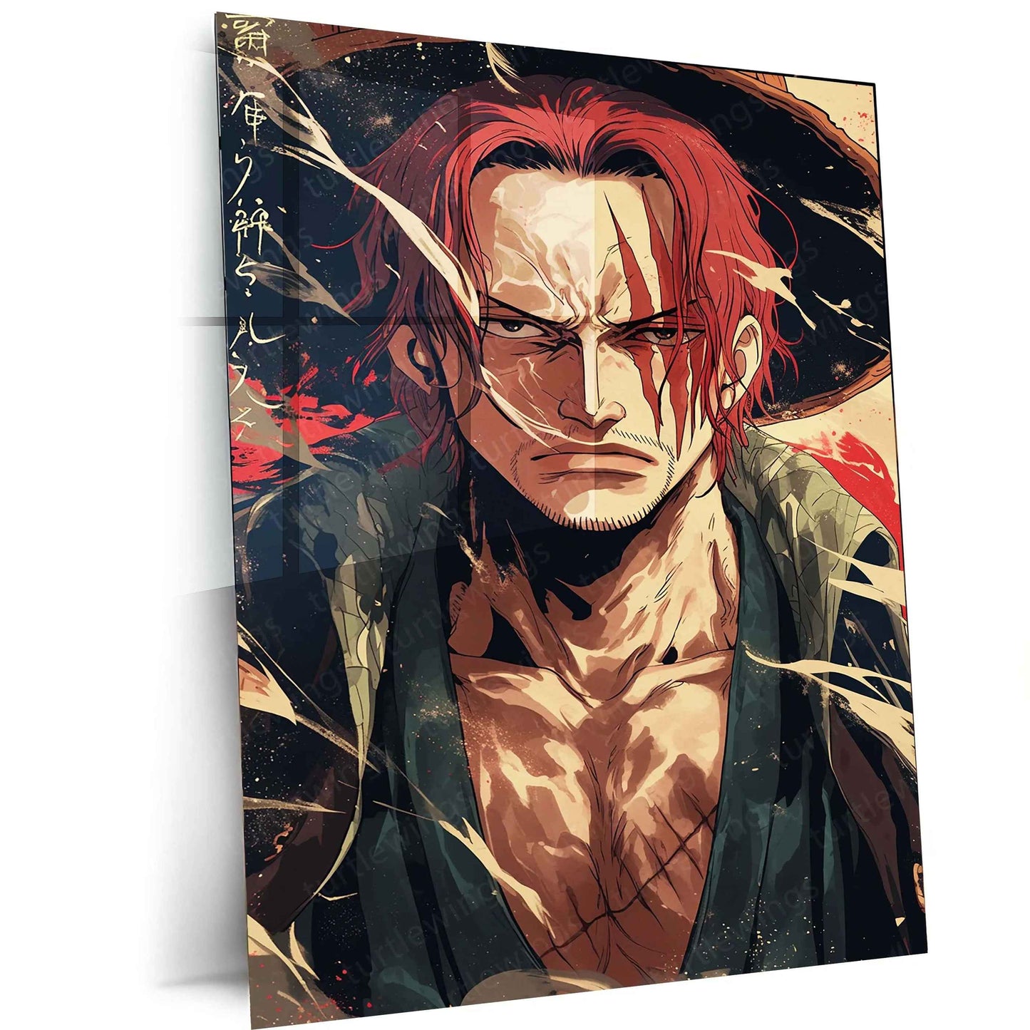 Shanks One Piece Japanese Metal Poster | Yonko Red-Haired Pirate Wall Art 3 - TURTLEWINGS