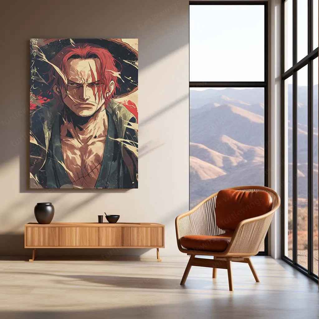 Shanks One Piece Japanese Metal Poster | Yonko Red-Haired Pirate Wall Art 3 - TURTLEWINGS