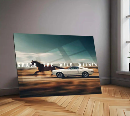 Quote Metal Poster | Shelby Mustang – CHASE THE WILD WITHIN | Raw Power, Freedom & Muscle Mindset Metal Frame - TURTLEWINGS 
