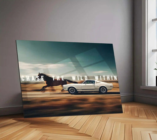 Quote Metal Poster | Shelby Mustang – CHASE THE WILD WITHIN | Raw Power, Freedom & Muscle Mindset Metal Frame - TURTLEWINGS 