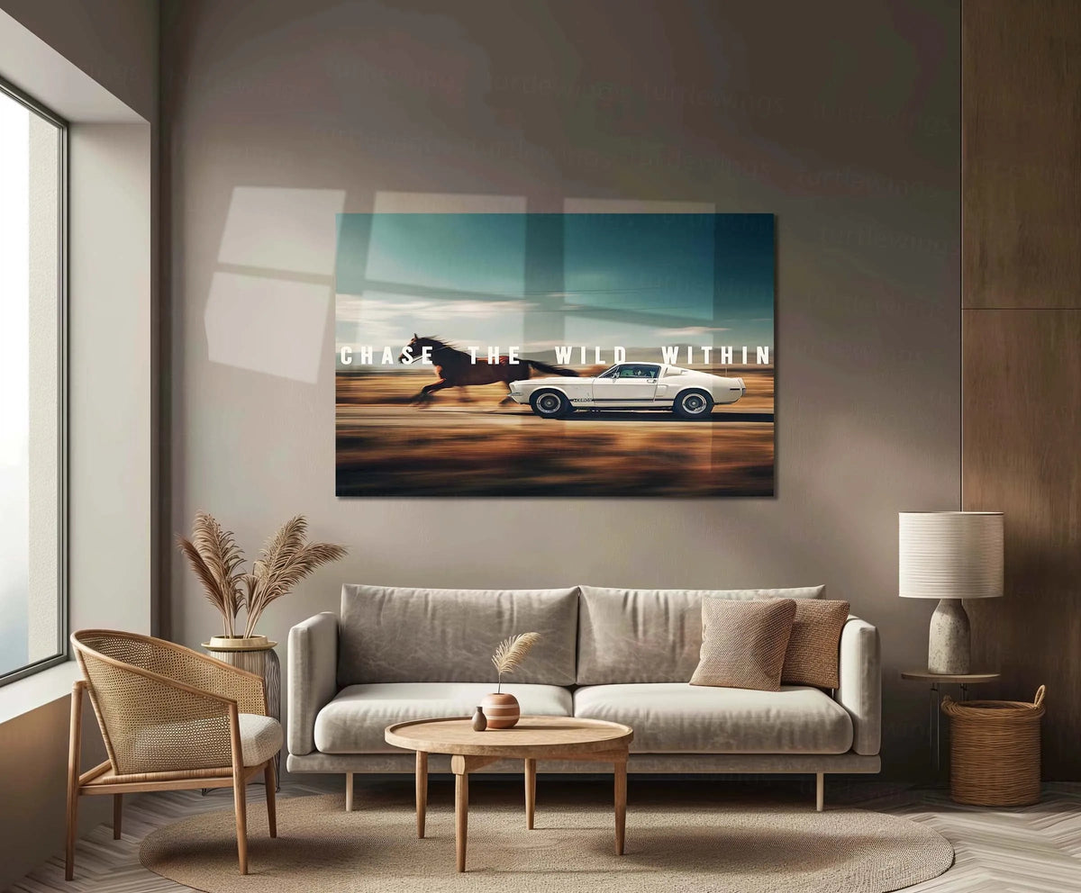 Quote Metal Poster | Shelby Mustang – CHASE THE WILD WITHIN | Raw Power, Freedom & Muscle Mindset Metal Frame - TURTLEWINGS 