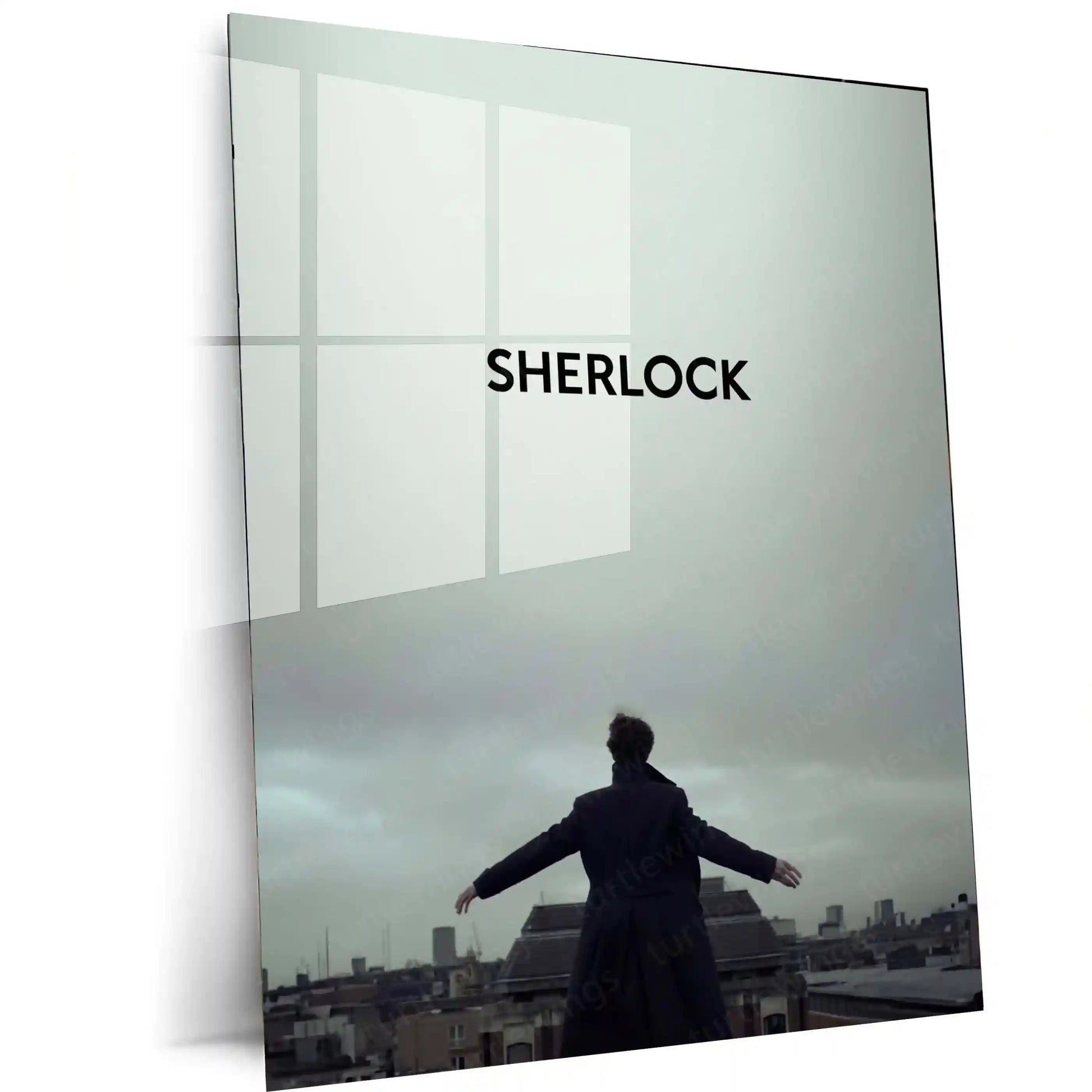 Movies & Series Metal Poster | Sherlock Metal Poster | Minimal Rooftop Scene Wall Art | Sherlock Holmes Series Frame | Detective Aesthetic Decor - TURTLEWINGS