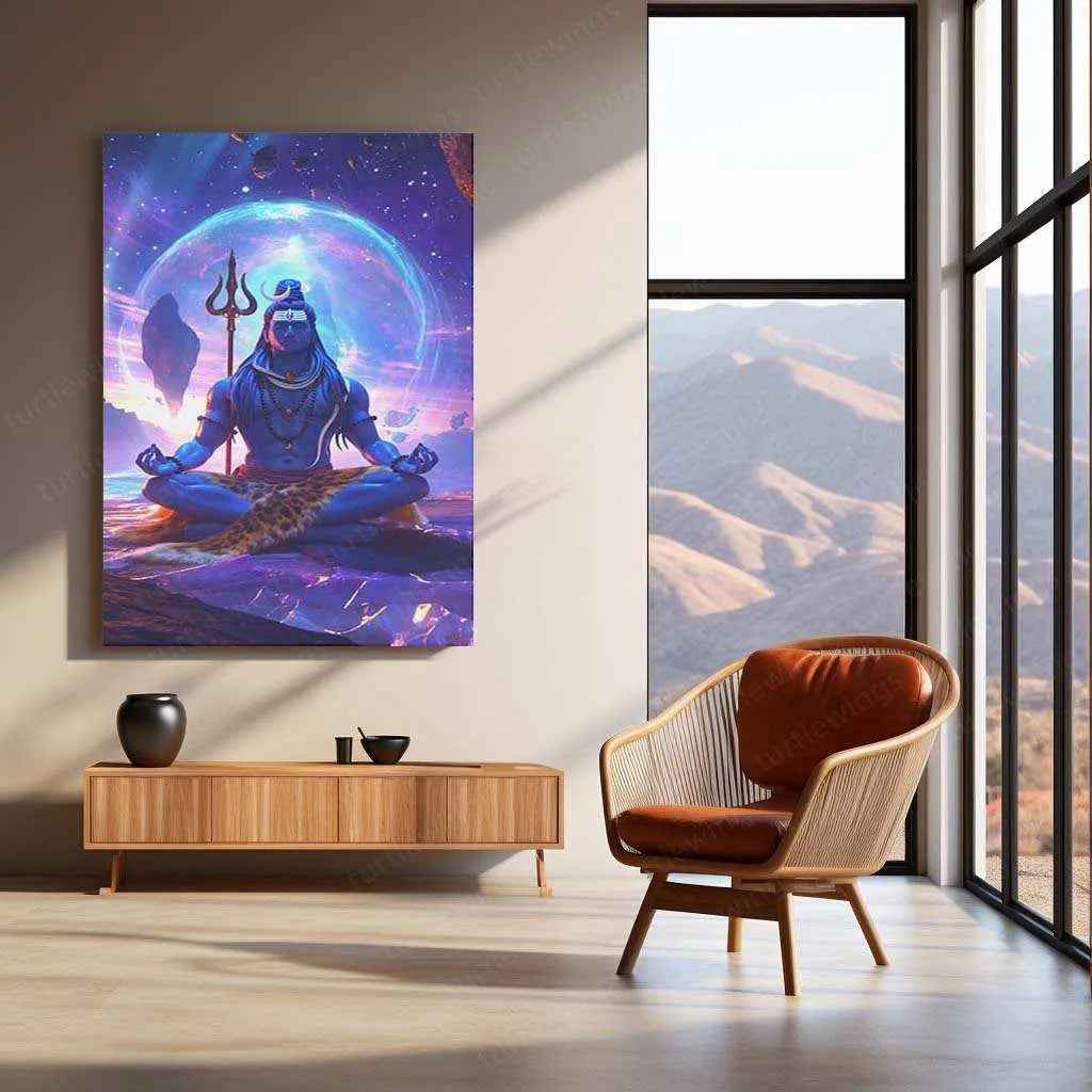 Lord Shiva Metal Poster – Divine Lord of Destruction | Spiritual Hindu Wall Art | Mahadev Decor - TURTLEWINGS