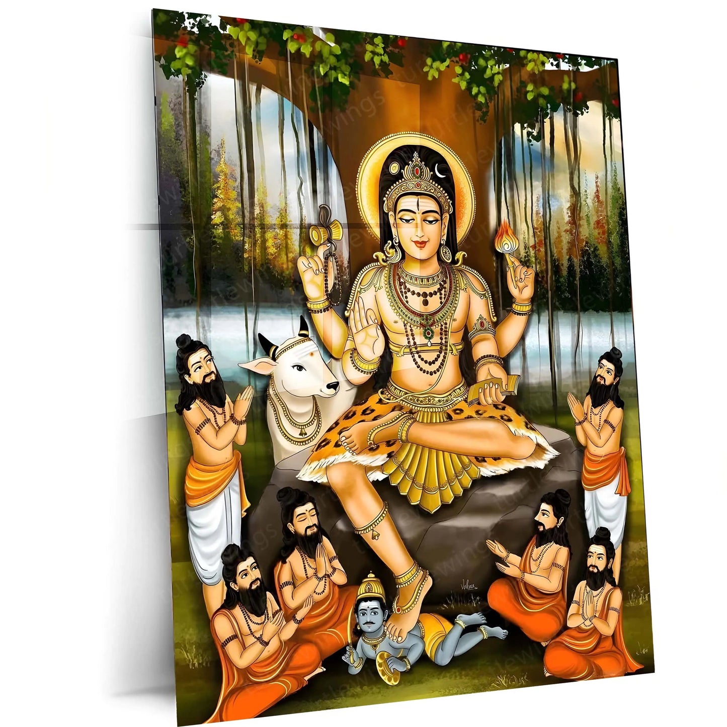Lord Dakshinamurthy | Spiritual Metal Poster | Spiritual Wall Art by TurtleWings - TURTLEWINGS