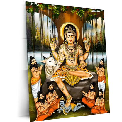 Lord Dakshinamurthy | Spiritual Metal Poster | Spiritual Wall Art by TurtleWings - TURTLEWINGS