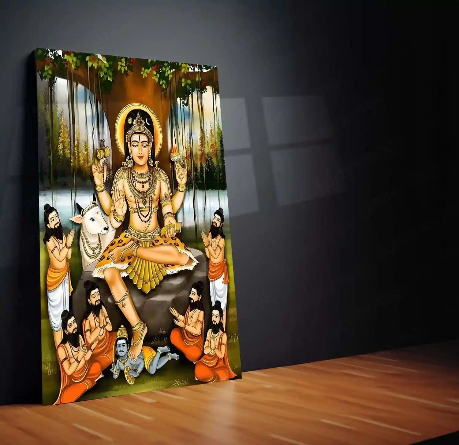 Lord Dakshinamurthy | Spiritual Metal Poster | Spiritual Wall Art by TurtleWings - TURTLEWINGS