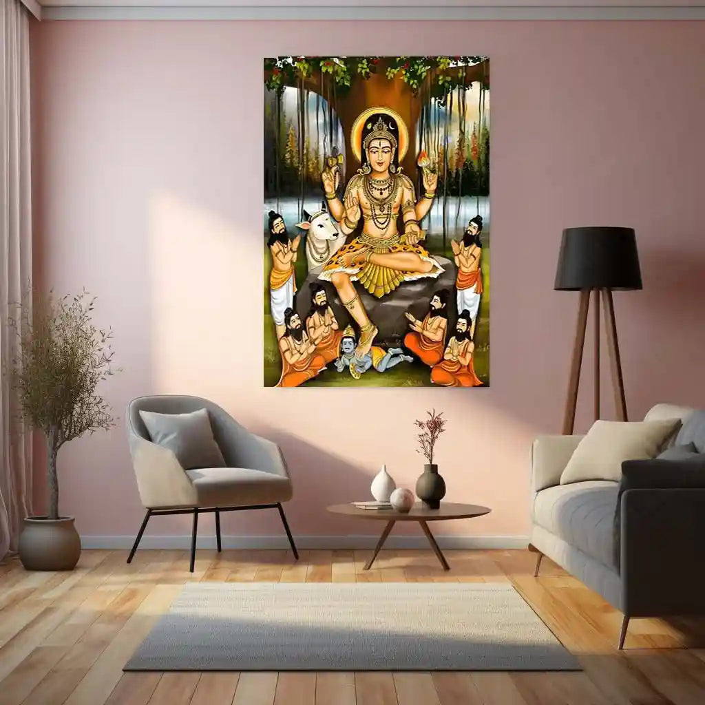 Lord Dakshinamurthy | Spiritual Metal Poster | Spiritual Wall Art by TurtleWings - TURTLEWINGS