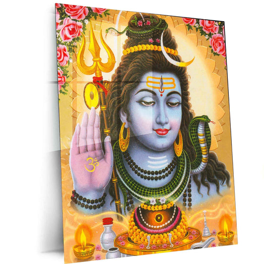Lord Shiva Metal Poster – Divine Mahadev Wall Art | Hindu Spiritual Decor 2 - TURTLEWINGS
