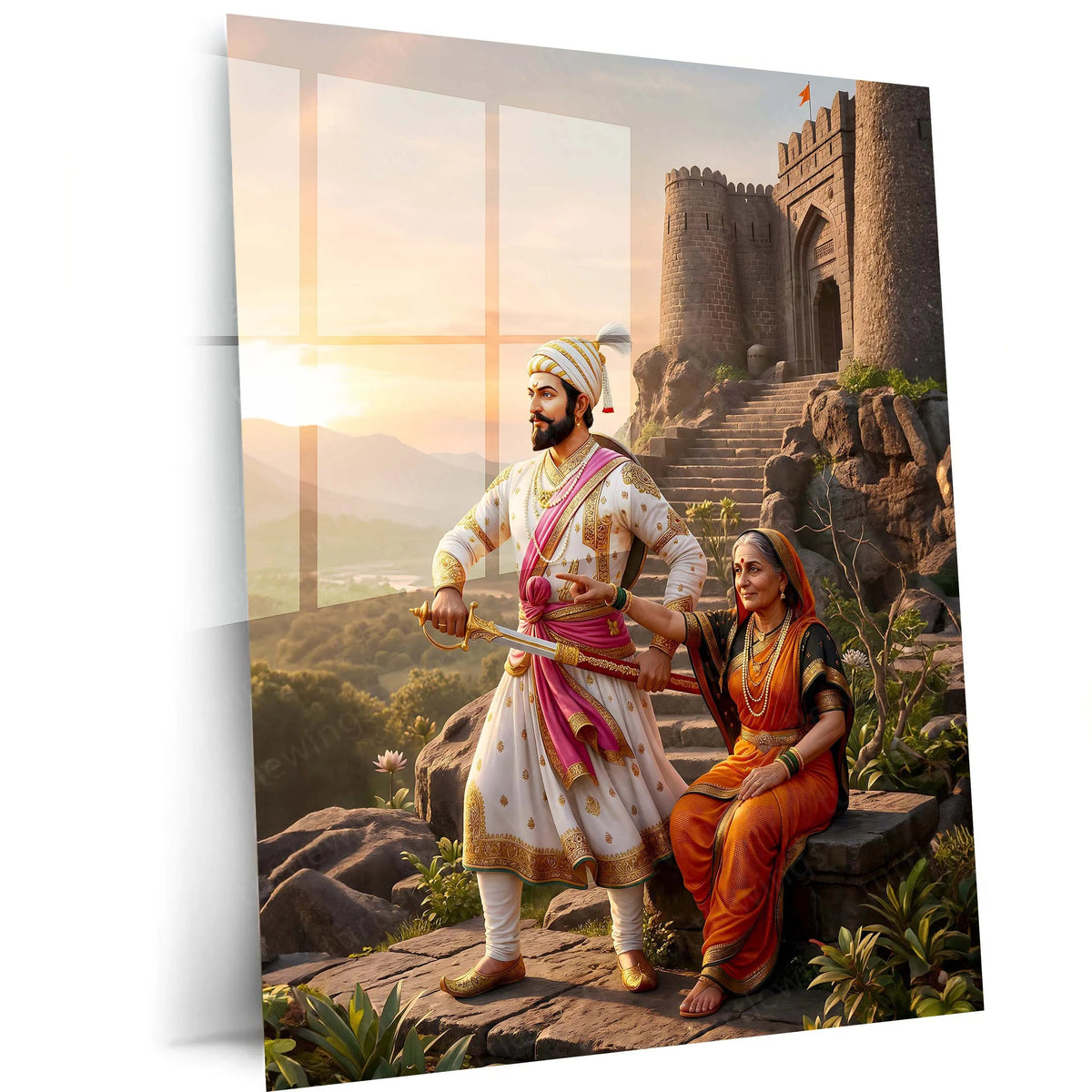 Chhatrapati Shivaji Maharaj & Rajmata Jijabai Metal Frame | Swarajya Wall Art - TURTLEWINGS