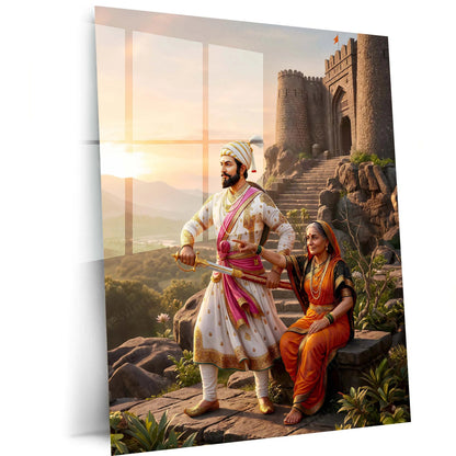 Chhatrapati Shivaji Maharaj & Rajmata Jijabai Metal Frame | Swarajya Wall Art - TURTLEWINGS