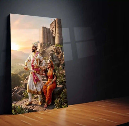 Chhatrapati Shivaji Maharaj & Rajmata Jijabai Metal Frame | Swarajya Wall Art - TURTLEWINGS
