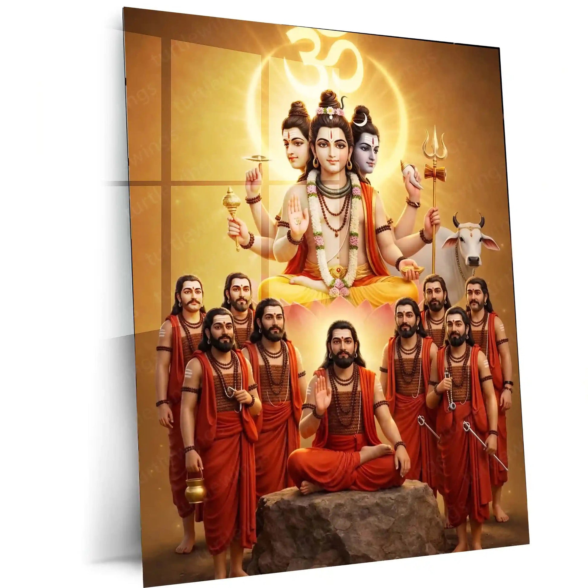 Spiritual Metal Poster | Shri Navnath | Divine Nath Tradition Spiritual Wall Art |Guru Parampara Metal Poster - TURTLEWINGS