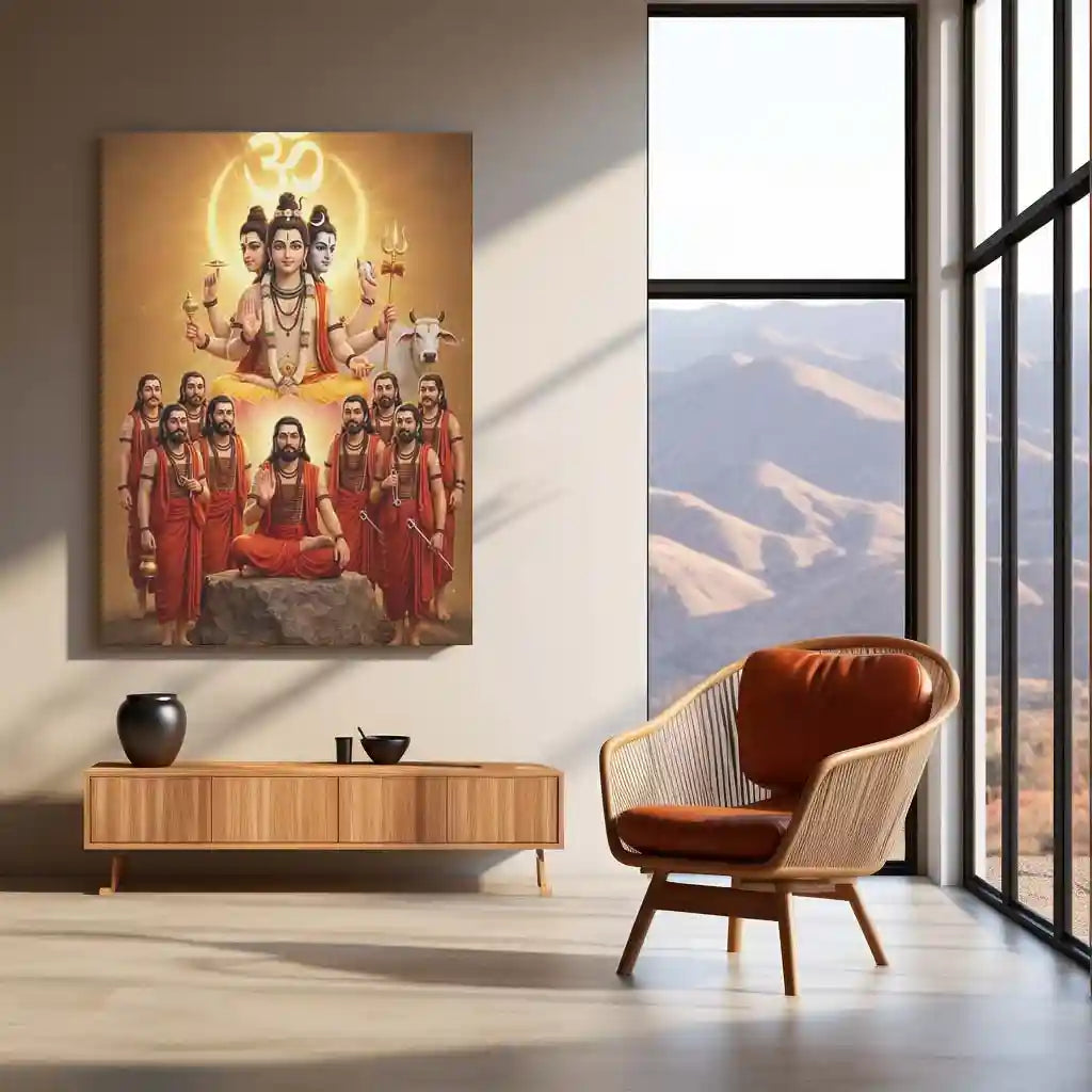 Spiritual Metal Poster | Shri Navnath | Divine Nath Tradition Spiritual Wall Art |Guru Parampara Metal Poster - TURTLEWINGS