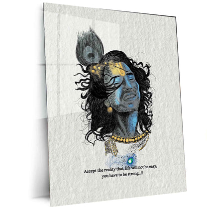 Shri Krishna Quote Metal Poster | Bhagavad Gita Wall Art | Spiritual Decor - TURTLEWINGS