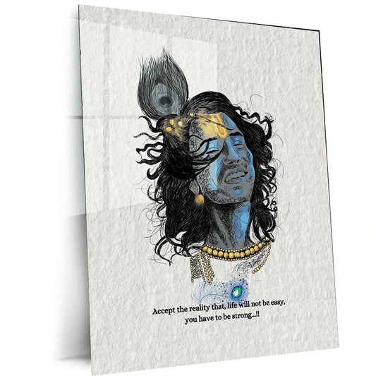 Shri Krishna Quote Metal Poster | Bhagavad Gita Wall Art | Spiritual Decor - TURTLEWINGS
