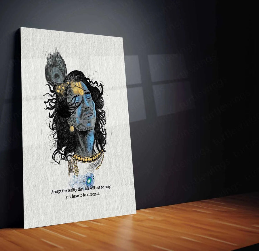Shri Krishna Quote Metal Poster | Bhagavad Gita Wall Art | Spiritual Decor