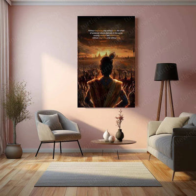 Shri Krishna Portrait Metal Poster | Divine Wall Art | Bhagavad Gita Decor - TURTLEWINGS