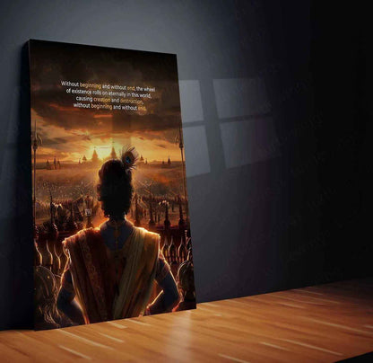 Shri Krishna Portrait Metal Poster | Divine Wall Art | Bhagavad Gita Decor - TURTLEWINGS