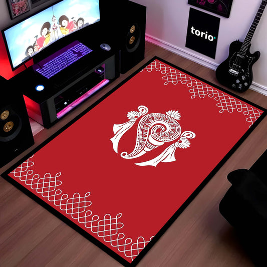 Sikku Kolam Art Area Flat Rug | Traditional Indian Geometric Floor Mat | Cultural Heritage Decorative Flat Rug for Living Room, Entryway & Festive Home Decor