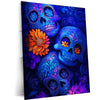 Skeleton Neon Art Metal Poster – Glowing Aesthetic Wall Decor