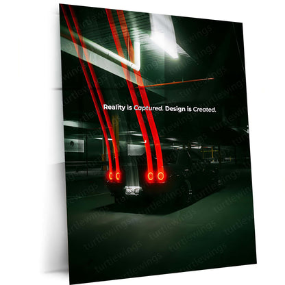 Car Metal Poster | Skyline Rear Light – Night Drive Edition | JDM Aesthetic Metal Frame | Automotive Wall Art