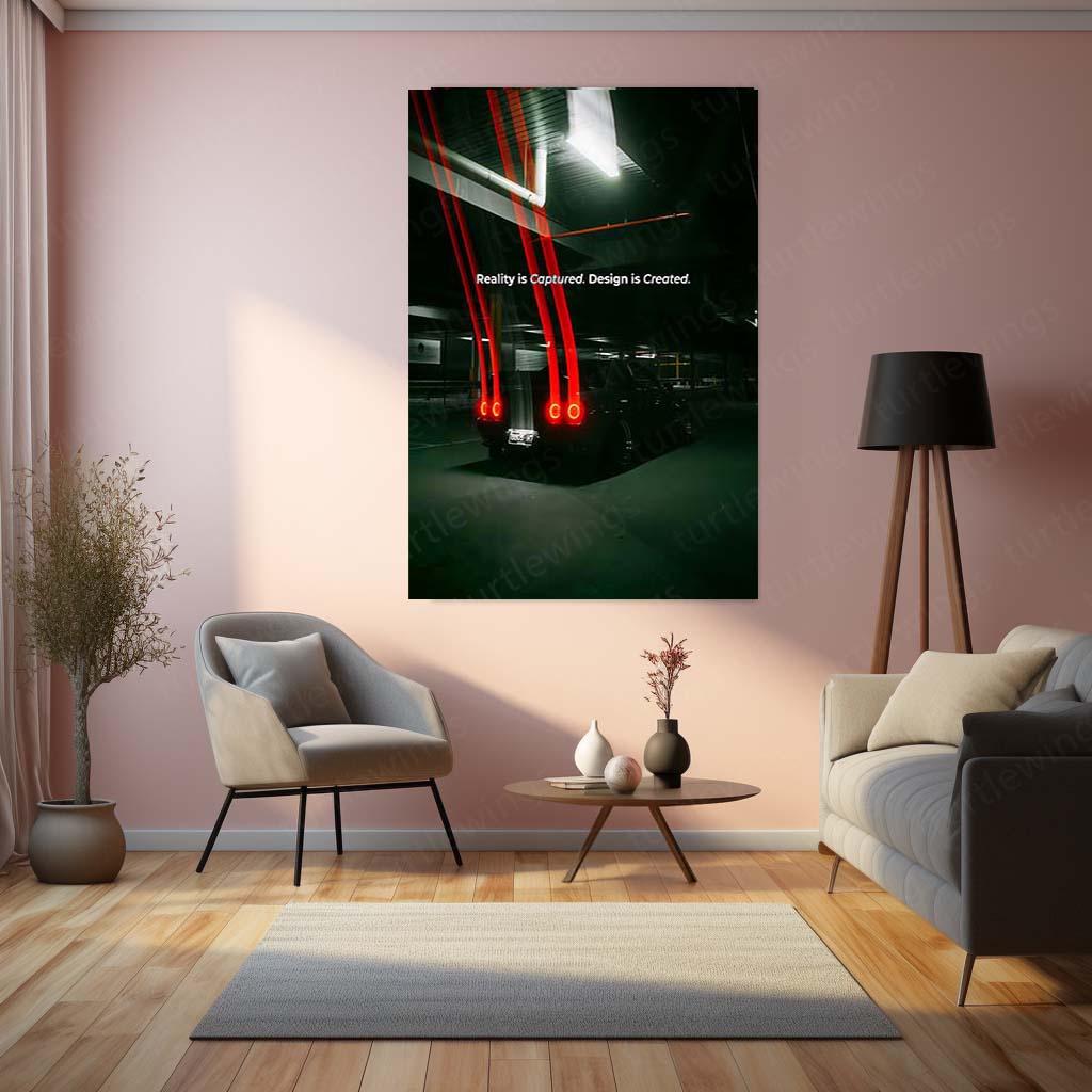 Car Metal Poster | Skyline Rear Light – Night Drive Edition | JDM Aesthetic Metal Frame | Automotive Wall Art